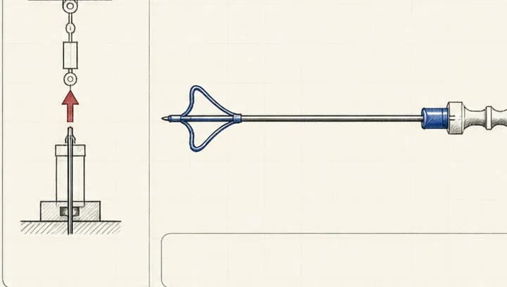Raster schematic of the deployed 60-degree anchor aligned with a vertical pull fixture.