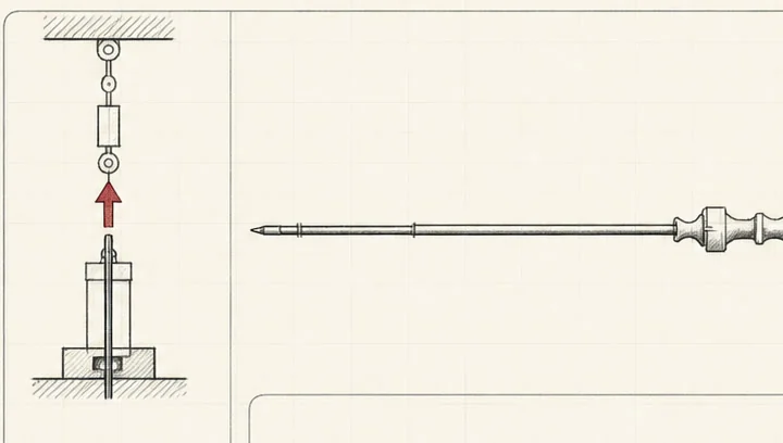 Raster schematic of a straight catheter control aligned with a vertical pull fixture.