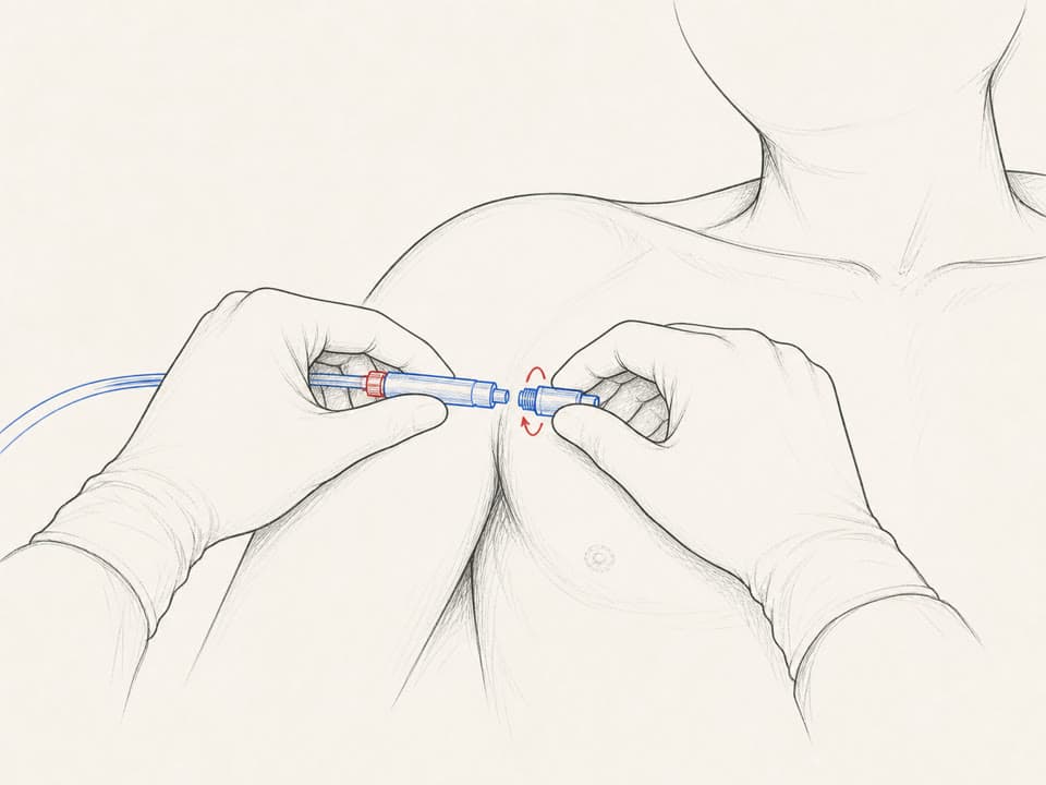 Flower catheter anchor being activated at the patient interface.